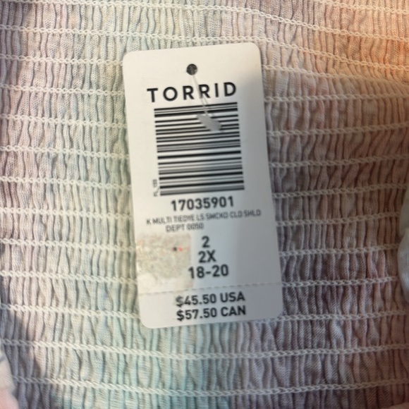 New Torrid Babydoll Knit Smocked Off Shoulder Bell Sleeve Top Size 2X - Picture 5 of 5